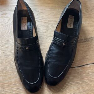 Vintage Gucci loafers Men’s 44.5/11-11.5 Black leather braided logo old money